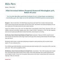 Rilis Pers- The Wealth Report: Nilai Investasi Sektor Properti Komersil Meningkat 52%, Rekor di 2021 | KF Map – 印度尼西亚房地产和基础设施的数字地图