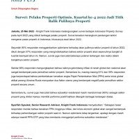 Rilis Pers - Pelaku Properti Optimis, Kuartal ke-4 2022 Jadi Titik Balik Pulihnya Properti | KF Map – 印度尼西亚房地产和基础设施的数字地图