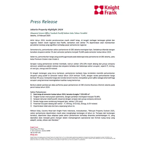 Rilis Pers Jakarta Property Highlight 2H 2024 - Office | KF Map – 印度尼西亚房地产和基础设施的数字地图