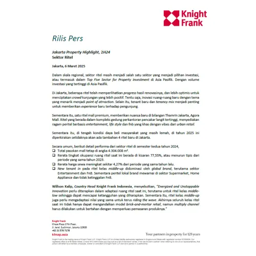 Rilis Pers Jakarta Property Highlight 2H 2024 - Retail | KF Map – 印度尼西亚房地产和基础设施的数字地图