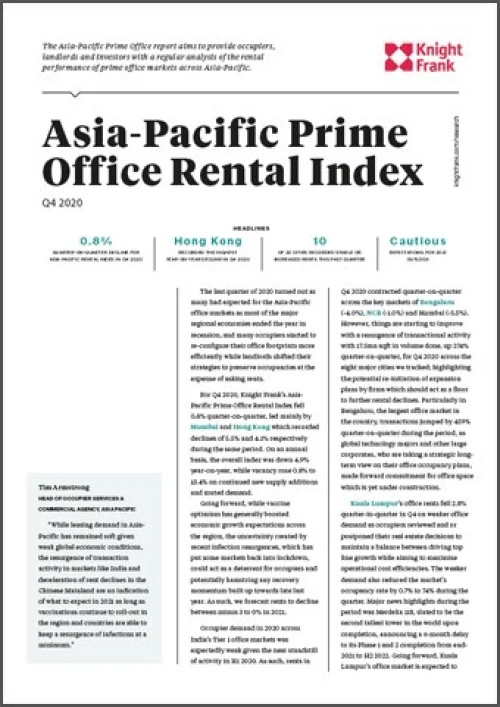 Asia-Pacific Prime Office Rental Index Q4 2020 | KF Map – 印度尼西亚房地产和基础设施的数字地图